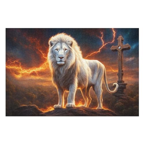 Tierlöwe -Puzzle, 1000 Teile,Holzpuzzle Für Erwachsene Kinder, Lustiges Spielzeug, Denkspiel, Spielzeug, Bildungsspiel, Herausforderung, Pädagogisch, （75×50cm） von GGJJTT