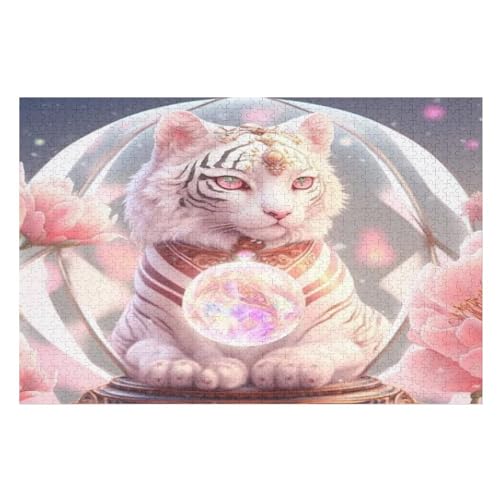 Tiger 1000 Teile Premium-Puzzles Für Erwachsene Kinder- Holzpuzzles Spaß Und Lernspiele - Perfekte Puzzle-Geschenke （75×50cm） von GGJJTT