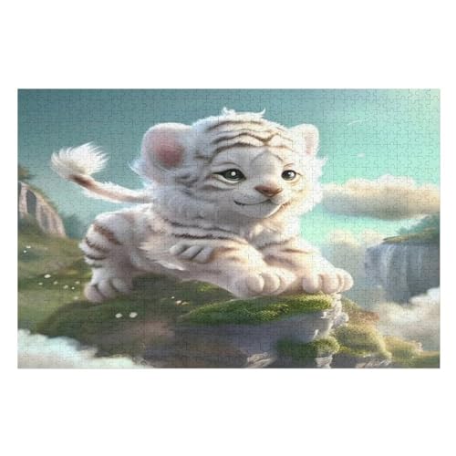 Tiger 1000 Teile Puzzle Für Erwachsene, Herausforderung Puzzles - Familienpuzzle Verringerter Druck Schwieriges Puzzle Rahmen Holzpuzzle Für Erwachsene Kinder 12+ （75×50cm） von GGJJTT