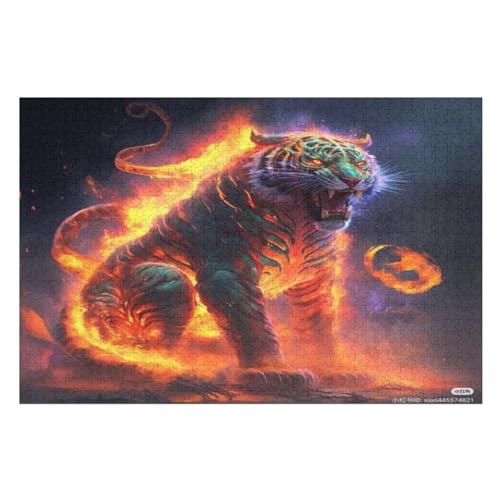Tiger Holzpuzzle 1000 Teile, Knobelspiele Für Erwachsene, Teenager, Puzzles Unmögliche - Kinder Puzzle Zimmer Deko （75×50cm） von GGJJTT