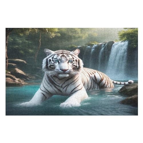 Tiger Holzpuzzle 1000 Teile, Knobelspiele Für Erwachsene, Teenager, Puzzles Unmögliche - Kinder Puzzle Zimmer Deko （75×50cm） von GGJJTT