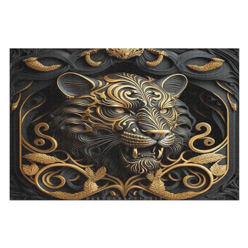 Tiger Holzpuzzle 1000 Teile, Knobelspiele Für Erwachsene, Teenager, Puzzles Unmögliche - Kinder Puzzle Zimmer Deko （75×50cm） von GGJJTT