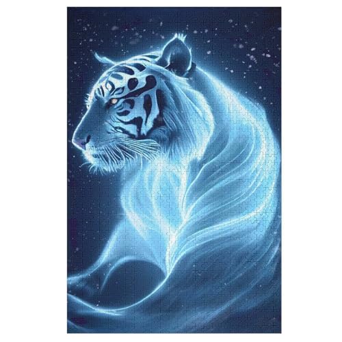 Tiger Holzpuzzle 1000 Teile, Knobelspiele Für Erwachsene, Teenager, Puzzles Unmögliche - Kinder Puzzle Zimmer Deko （78×53cm） von GGJJTT