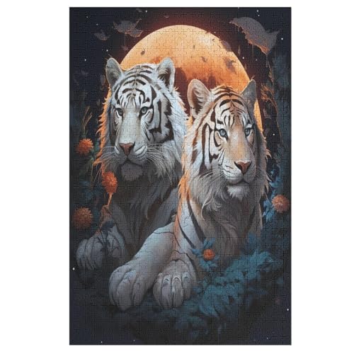 Tiger Holzpuzzle 1000 Teile Klassische Puzzles Erwachsene Kinder Puzzle DIY Kit Holzspielzeug Einzigartiges Geschenk （78×53cm） von GGJJTT