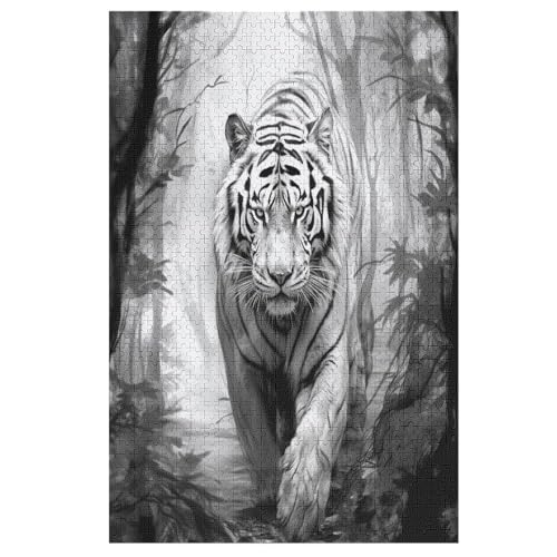 Tiger -Puzzle, 1000 Teile,Holzpuzzle Für Erwachsene Kinder, Lustiges Spielzeug, Denkspiel, Bildungsspiel, （78×53cm） von GGJJTT