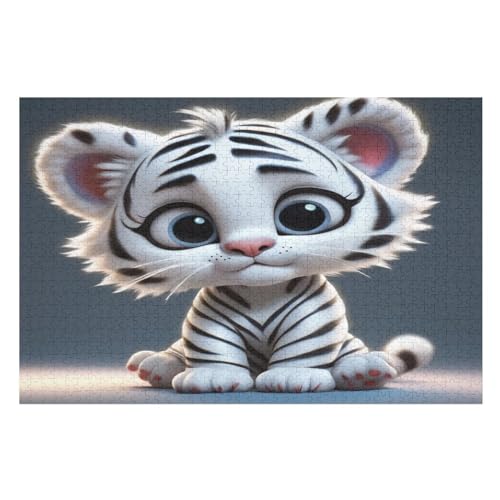 Tiger -Puzzle, 1000 Teile,Holzpuzzle Für Erwachsene Kinder, Lustiges Spielzeug, Denkspiel, Spielzeug, Bildungsspiel, Herausforderung, Pädagogisch, （75×50cm） von GGJJTT