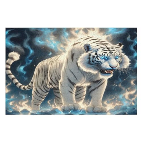 Tiger Puzzle Für Erwachsene 1000 Teile Premium 100% Recyceltes Brett Zum Lernen, Lernspielzeug, Familienspiele Kinder Holzpuzzle （75×50cm） von GGJJTT