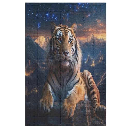 Tiger Puzzle Für Erwachsene 1000 Teile Premium 100% Recyceltes Brett Zum Lernen, Lernspielzeug, Familienspiele Kinder Holzpuzzle （78×53cm） von GGJJTT