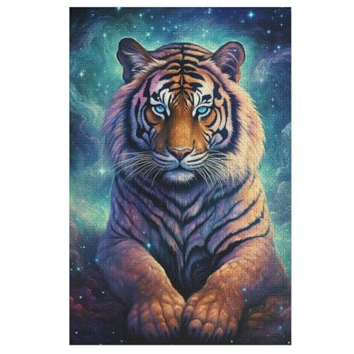 Tiger Puzzle Für Erwachsene 1000 Teile Premium 100% Recyceltes Brett Zum Lernen, Lernspielzeug, Familienspiele Kinder Holzpuzzle （78×53cm） von GGJJTT