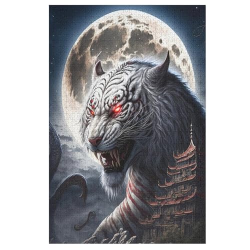 Tiger Puzzles 1000 Teile Erwachsener Kniffel Spaß Für Die Ganze Familie, Holzpuzzle Kinder Erwachsene, Impossible Puzzle Schwer 78×53cm von GGJJTT