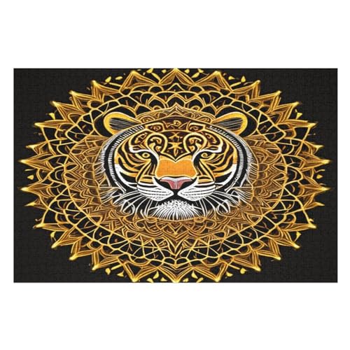 Tiger Puzzles 1000 Teile Erwachsener Kniffel Spaß Für Die Ganze Familie - 1000 Puzzleteilige Motive, Holzpuzzle Kinder Erwachsene, Impossible Puzzle Schwer （75×50cm） von GGJJTT