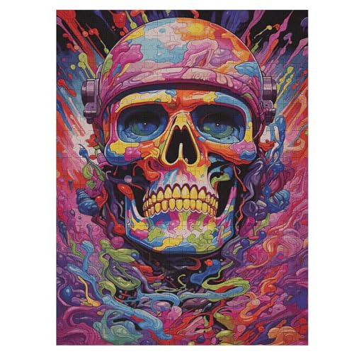 Totenkopf 500 Teile Puzzle Für Erwachsene, Herausforderung Puzzles - Familienpuzzle Verringerter Druck Schwieriges Puzzle Rahmen Holzpuzzle Für Erwachsene Kinder 12+ （55×41cm） von GGJJTT