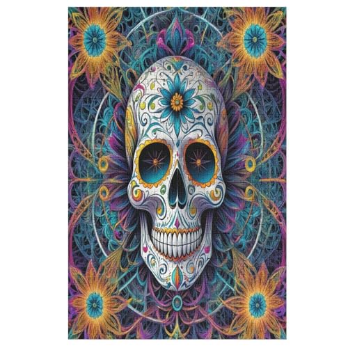 Totenkopf Holzpuzzle Erwachsene - 1000 Teiliges Jigsaw Knobelspiel - Puzzle Für Erwachsene & Kinder - Outdoor & Reisespielzeug （78×53cm） von GGJJTT