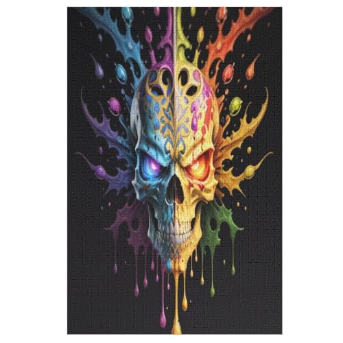 Totenkopf – Puzzle 1000 Teile, Holzpuzzle, Herausforderndes Geschicklichkeitsspiel Für Die Ganze Familie, Kinder Erwachsenenpuzzle Ab 12 Jahren （78×53cm） von GGJJTT