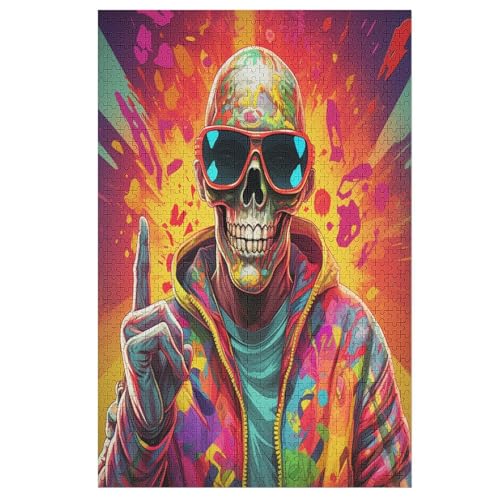 Totenkopf Puzzle 1000 Teile, Holzpuzzle Herausforderndes Geschicklichkeitsspiel Für Kinder Erwachsenenpuzzle Ab 12 Jahren （78×53cm） von GGJJTT