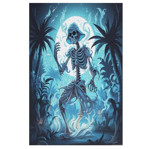 Totenkopf Puzzle Für Erwachsene 1000 Teile Premium 100% Recyceltes Brett Zum Lernen, Lernspielzeug, Familienspiele Kinder Holzpuzzle （78×53cm） von GGJJTT