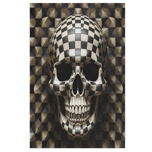 Totenkopf Puzzles 1000 Teile Erwachsener Kniffel Spaß Für Die Ganze Familie, Holzpuzzle Kinder Erwachsene, Impossible Puzzle Schwer （78×53cm） von GGJJTT