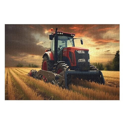 Traktor Holzpuzzle Erwachsene - 1000 Teiliges Jigsaw Knobelspiel - Puzzle Für Erwachsene & Kinder - Outdoor & Reisespielzeug - Geduldspiel （75×50cm） von GGJJTT