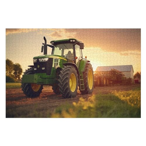 Traktor Holzpuzzle Für Erwachsene Teenager Stress Abbauen Familien-Puzzlespiel Poster 1000-teiliges Puzzle Kinder Lernspiel 75×50cm von GGJJTT