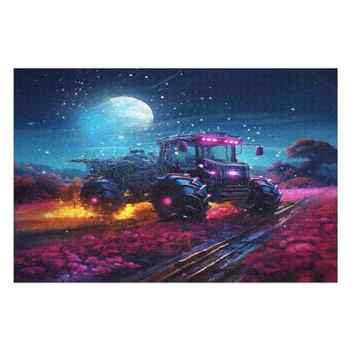 Traktor Puzzle Für Erwachsene 1000 Teile Premium 100% Recyceltes Brett Zum Lernen, Lernspielzeug, Familienspiele Kinder Holzpuzzle （75×50cm） von GGJJTT