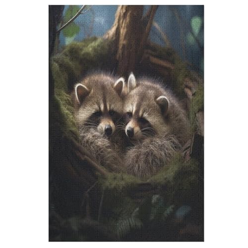 Waschbär-Puzzle Für Erwachsene, 1000 Teile, Holzpuzzle, Kinderpuzzle, Dekompressionsspiel, Spielzeugpuzzle 78×53cm Waschbär-Puzzle Für Erwachsene, 1000 Teile, Holzpuzzle, Kinderpuzzle, Dekompressionsspiel, Spielzeugpuzzle 78×53cm von GGJJTT