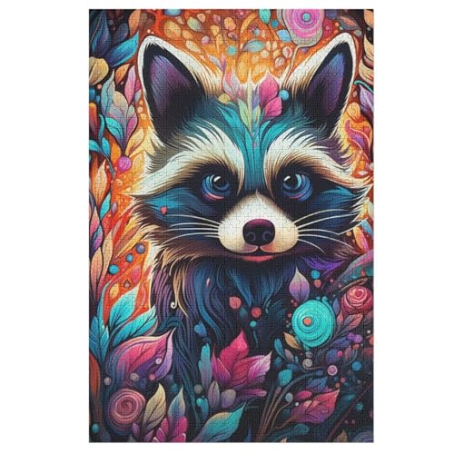 Waschbär Puzzles 1000 Teile Erwachsener Kniffel Spaß Für Die Ganze Familie - 1000 Puzzleteilige Motive, Holzpuzzle Kinder Erwachsene, Impossible Puzzle Schwer （78×53cm） von GGJJTT