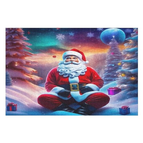 Weihnachtsmann 1000 Teile Premium-Puzzles Für Erwachsene Kinder- Holzpuzzles Spaß Und Lernspiele - Perfekte Puzzle-Geschenke （75×50cm） von GGJJTT
