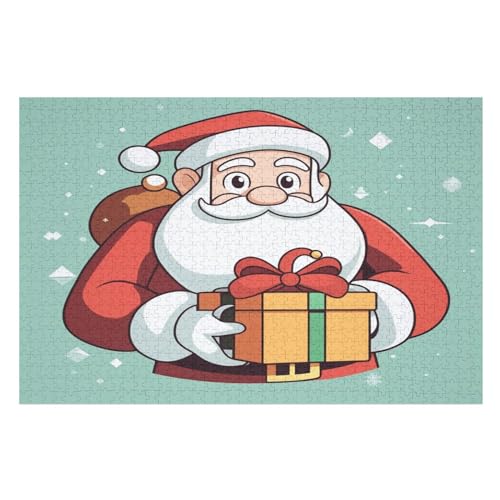 Weihnachtsmann Puzzles 1000 Teile Erwachsener Kniffel Spaß Für Die Ganze Familie - 1000 Puzzleteilige Motive, Holzpuzzle Kinder Erwachsene, Impossible Puzzle Schwer （75×50cm） von GGJJTT