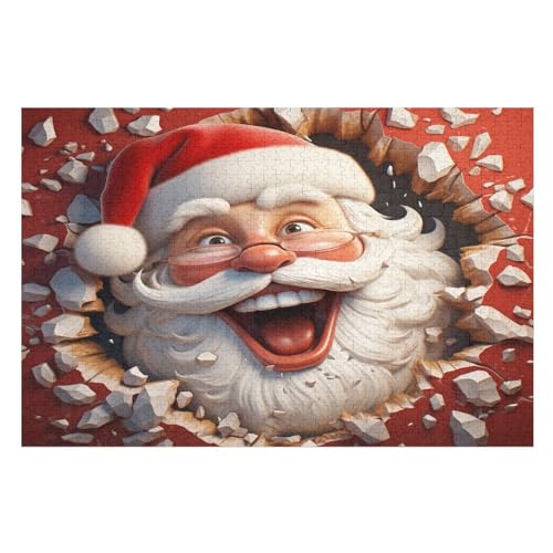 Weihnachtsmann Puzzles 1000 Teile Erwachsener Kniffel Spaß Für Die Ganze Familie - 1000 Puzzleteilige Motive, Holzpuzzle Kinder Erwachsene, Impossible Puzzle Schwer （75×50cm） von GGJJTT