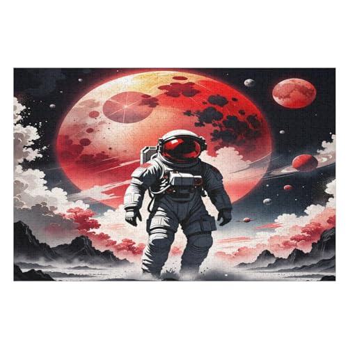 Weltraum-Astronaut Holzpuzzle Erwachsene - 1000 Teiliges Jigsaw Knobelspiel - Puzzle Für Erwachsene & Kinder - Outdoor & Reisespielzeug - Geduldspiel （75×50cm） von GGJJTT