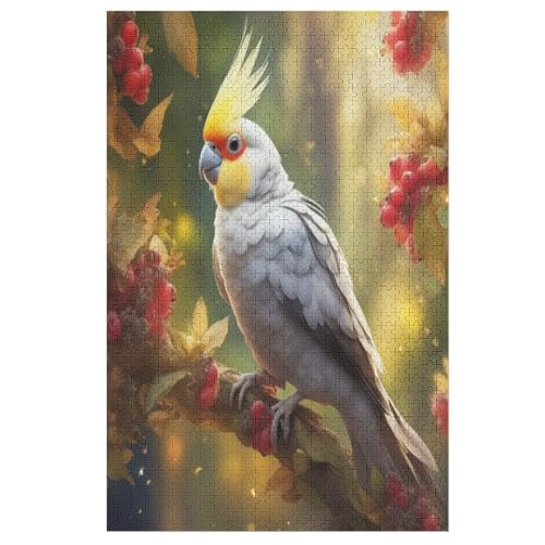 White Papagei -Puzzle, 1000 Teile,Holzpuzzle Für Erwachsene Kinder, Lustiges Spielzeug, Denkspiel, Spielzeug, Bildungsspiel, Herausforderung, Pädagogisch, （78×53cm） von GGJJTT