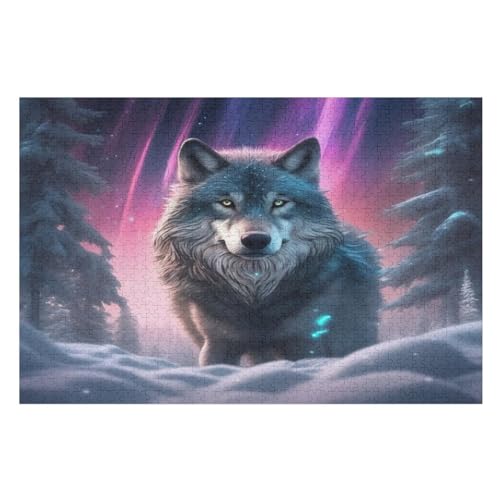 Wolf 1000 Teile Puzzle, Holzpuzzle, Puzzles Für Erwachsene Kinder, 1000 Teile Puzzle Für Jugendliche & Erwachsene Lernspiel Herausforderungsspielzeug （75×50cm） von GGJJTT
