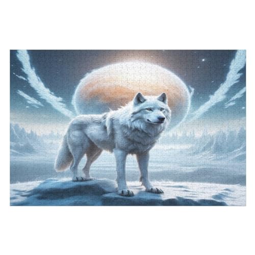 Wolf Holzpuzzle 1000 Teile,Puzzles Für Erwachsene, Impossible Puzzle, Kinder Legespiel 75×50cm von GGJJTT