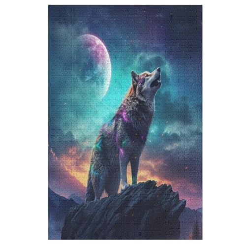 Wolf Holzpuzzle Erwachsene - 1000 Teiliges Jigsaw Knobelspiel - Puzzle Für Erwachsene & Kinder - Outdoor & Reisespielzeug - Geduldspiel （78×53cm） von GGJJTT