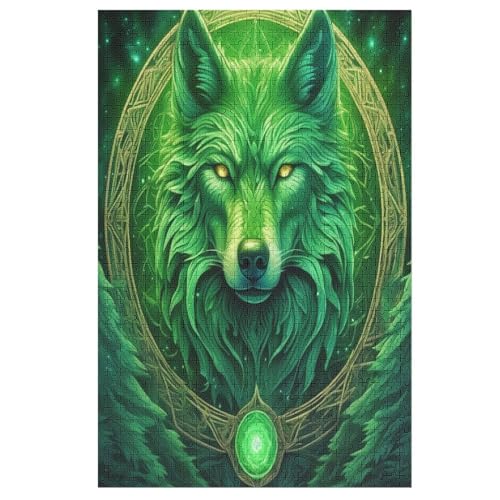 Wolf -Puzzle, 1000 Teile,Holzpuzzle Für Erwachsene Kinder, Lustiges Spielzeug, Denkspiel, Bildungsspiel, （78×53cm） von GGJJTT