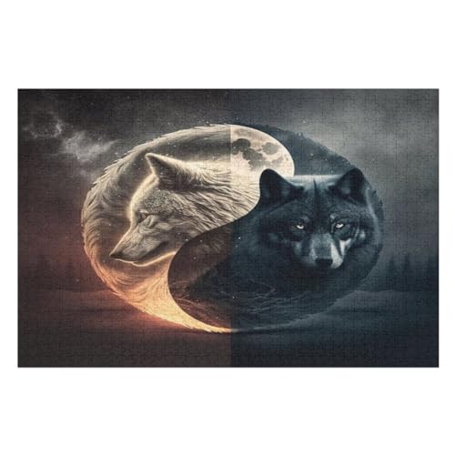 Wolf – Puzzle 1000 Teile, Holzpuzzle, Herausforderndes Geschicklichkeitsspiel Für Die Ganze Familie, Kinder Erwachsenenpuzzle Ab 12 Jahren （75×50cm） von GGJJTT