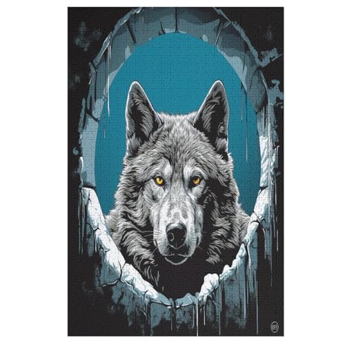 Wolf Puzzle Für Erwachsene 1000 Teile Premium 100% Recyceltes Brett Zum Lernen, Lernspielzeug, Familienspiele Kinder Holzpuzzle （78×53cm） von GGJJTT