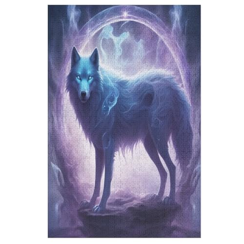 Wolf Puzzle Für Erwachsene 1000 Teile Premium 100% Recyceltes Brett Zum Lernen, Lernspielzeug, Familienspiele Kinder Holzpuzzle （78×53cm） von GGJJTT