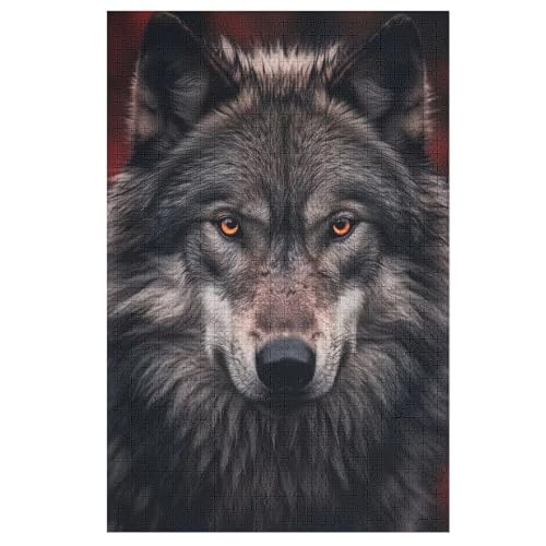 Wolf Puzzle Für Erwachsene 1000 Teile Premium 100% Recyceltes Brett Zum Lernen, Lernspielzeug, Familienspiele Kinder Holzpuzzle （78×53cm） von GGJJTT