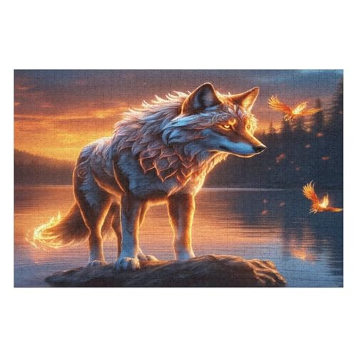 Wolf Puzzles 1000 Teile Erwachsener Kniffel Spaß Für Die Ganze Familie - 1000 Puzzleteilige Motive, Holzpuzzle Kinder Erwachsene, Impossible Puzzle Schwer （75×50cm） von GGJJTT