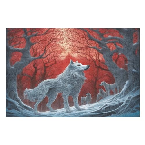 Wolf Puzzles 1000 Teile Erwachsener Kniffel Spaß Für Die Ganze Familie - 1000 Puzzleteilige Motive, Holzpuzzle Kinder Erwachsene, Impossible Puzzle Schwer （75×50cm） von GGJJTT