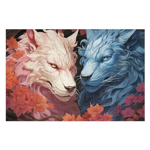 Wolf Puzzles 1000 Teile Für Jugendliche Kreatives Holzpuzzlespielzeug Familienspiel Schwierigkeitsgrad Herausforderungspuzzles 75×50cm von GGJJTT