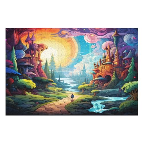 Wunderland Puzzles 1000 Teile Erwachsener Kniffel Spaß Für Die Ganze Familie, Holzpuzzle Kinder Erwachsene, Impossible Puzzle Schwer 75×50cm von GGJJTT