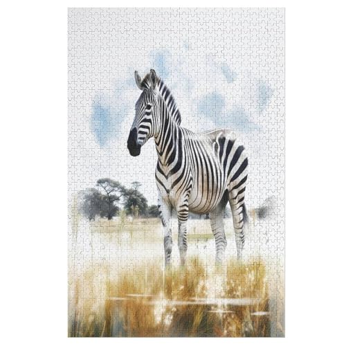 Zebra -Puzzle, 1000 Teile,Holzpuzzle Für Erwachsene Kinder, Lustiges Spielzeug, Denkspiel, Bildungsspiel, （78×53cm） von GGJJTT