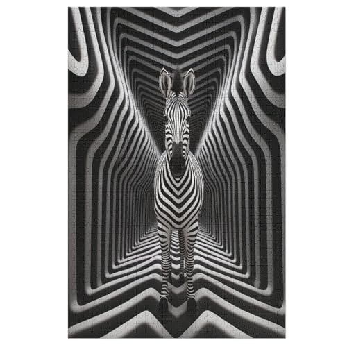 Zebra Puzzle 1000 Teile, Holzpuzzle Herausforderndes Geschicklichkeitsspiel Für Die Ganze Familie, Kinder Erwachsenenpuzzle Ab 12 Jahren （78×53cm） von GGJJTT