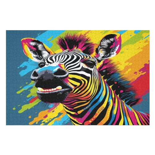 Zebra Puzzle 1000 Teile, Holzpuzzle Herausforderndes Geschicklichkeitsspiel Für Die Ganze Familie, Kinder Erwachsenenpuzzle Ab 12 Jahren 75×50cm von GGJJTT