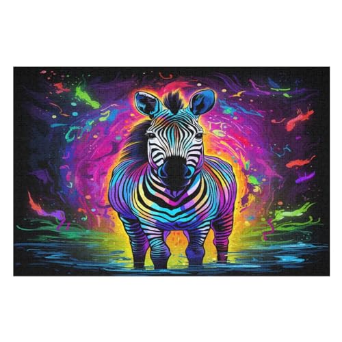 Zebra Puzzles 1000 Teile Erwachsener Kniffel Spaß Für Die Ganze Familie - 1000 Puzzleteilige Motive, Holzpuzzle Kinder Erwachsene, Impossible Puzzle Schwer （75×50cm） von GGJJTT