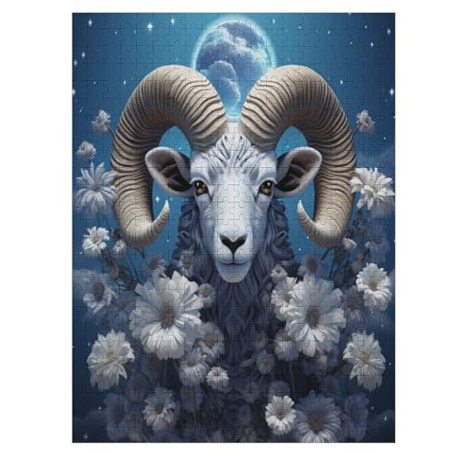 Ziege 500 Teile Puzzle Für Erwachsene, Herausforderung Puzzles - Familienpuzzle Verringerter Druck Schwieriges Puzzle Rahmen Holzpuzzle Für Erwachsene Kinder 12+ （55×41cm） von GGJJTT