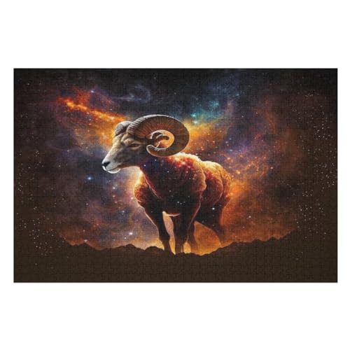 Ziege Puzzle 1000 Teile, Holzpuzzle Für Erwachsene Kinder, Impossible Puzzles, Geschicklichkeitsspiel Für Die Ganze Familie 75×50cm von GGJJTT