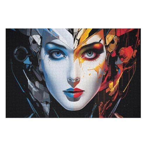 Zweifarbiges Gesicht Puzzles 1000 Teile Erwachsener Kniffel Spaß Holzpuzzle Kinder Erwachsene, Impossible Puzzle Schwer 75×50cm Zweifarbiges Gesicht Puzzles 1000 Teile Erwachsener Kniffel Spaß Holzpuzzle Kinder Erwachsene, Impossible Puzzle Schwer 75×50cm von GGJJTT